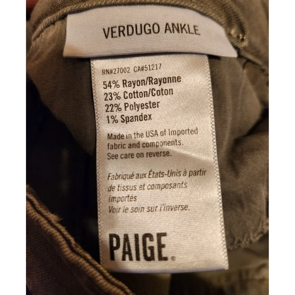 Paige Verdugo Ankle Women Size 27 Gray Pants